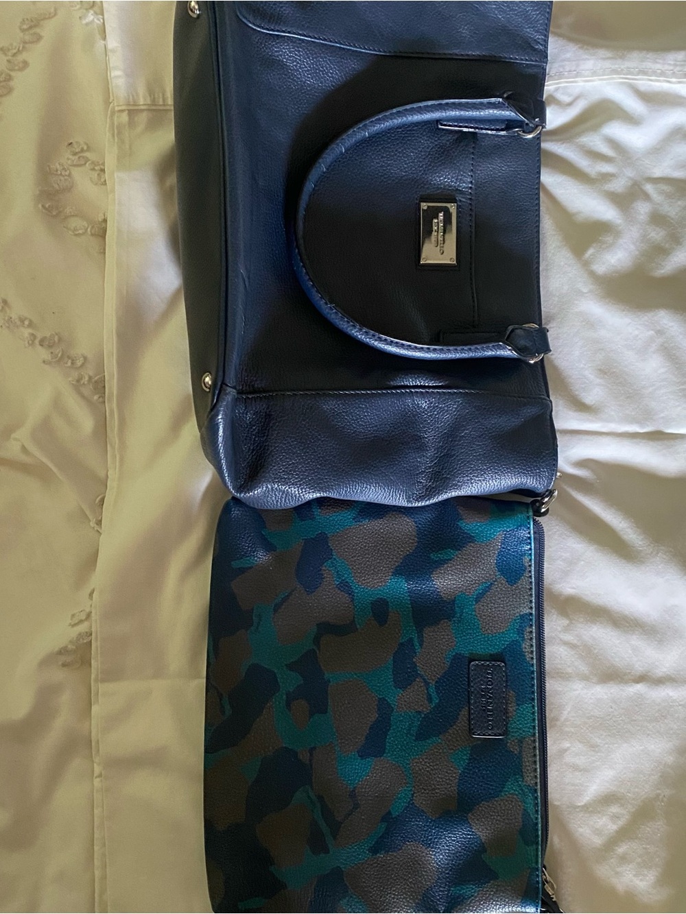TIGNANELLO  Dark Blue Pebbled Leather Structured Tote with a Removable Bag - Picture 15 of 15